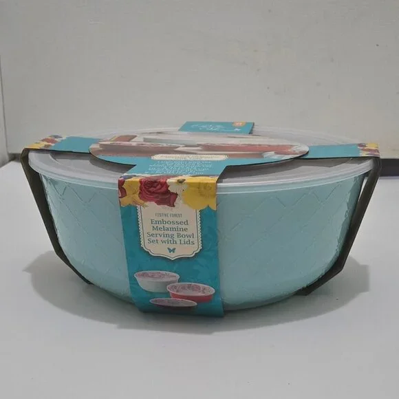 The Pioneer Woman 6 Piece Melamine BPA Storage Serving & Bowl Set with Lids New - Picture 3 of 6